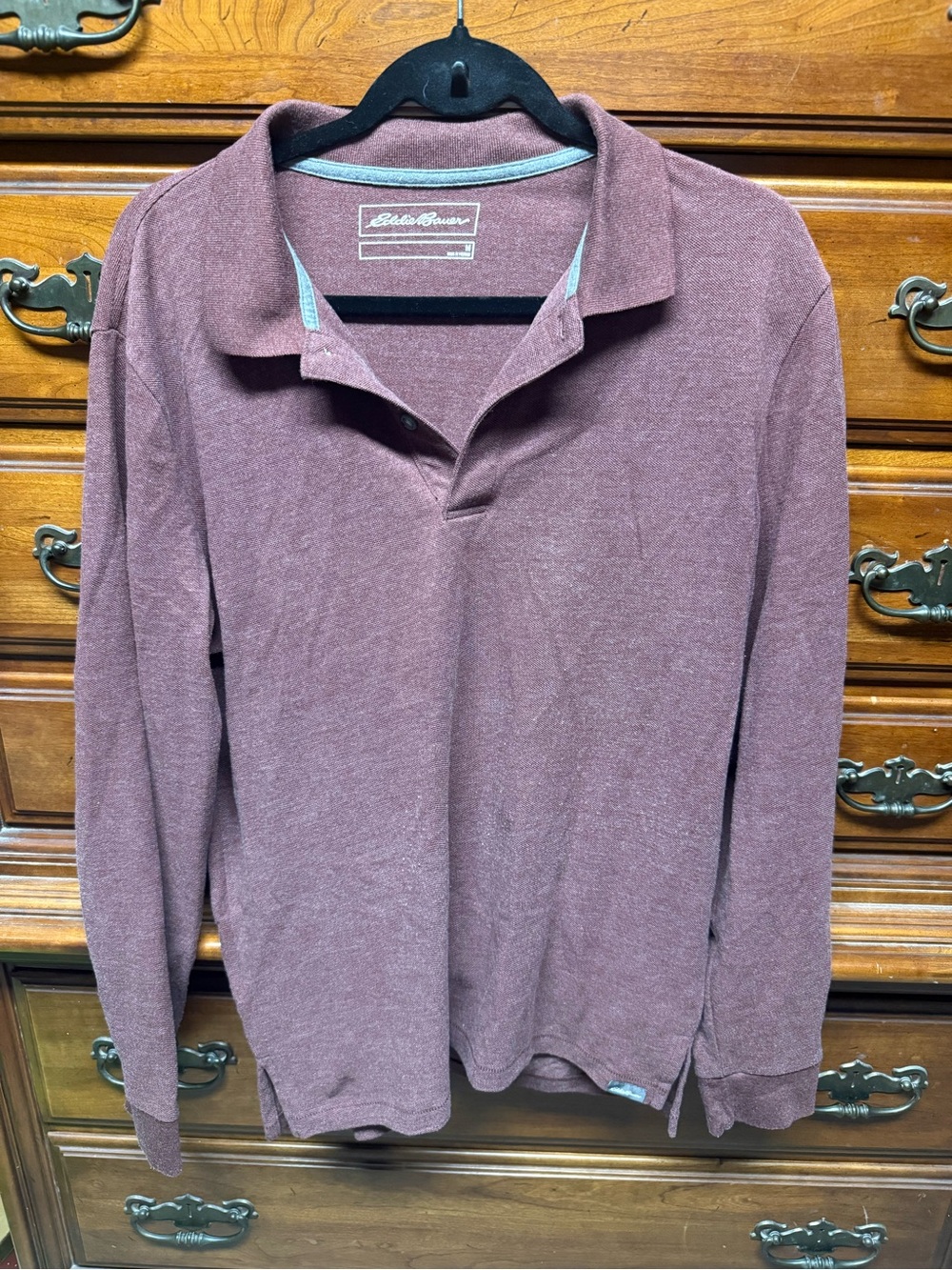Eddie Bauer Long-Sleeve Polo in Mauve-Tone